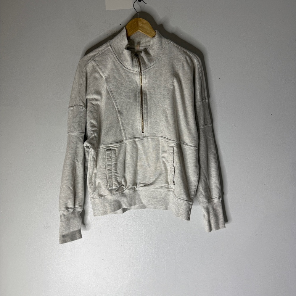 Free People Movement Adeline 1/4 Zip Mock Neck‎ Gray Popover Medium